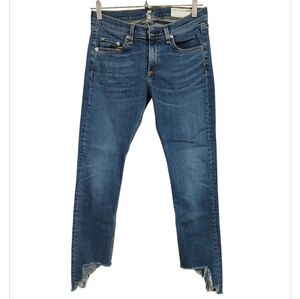 rag & bone Capri Distressed Hampton Blue Ankle Jeans Size 28